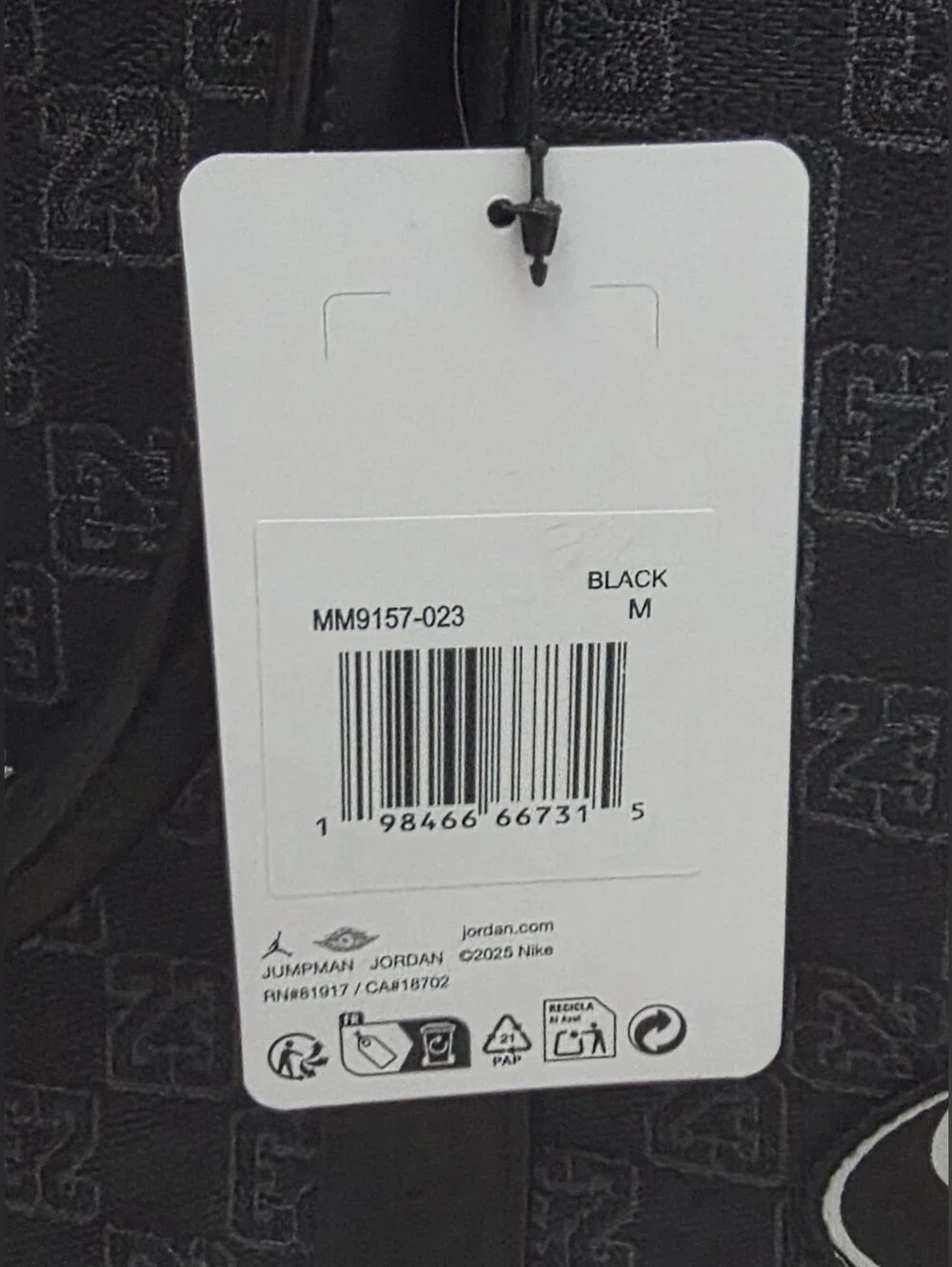 Nike Jordan Monogram Champion Luxury 25L Travel Duffle Bag MM9157-023 Size M NWT